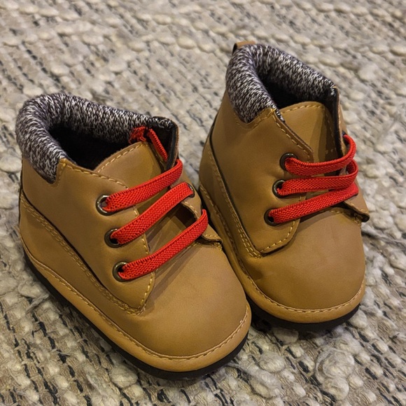 Other - Tan Kids boots/ Shoes with Red Laces 6-9 months
